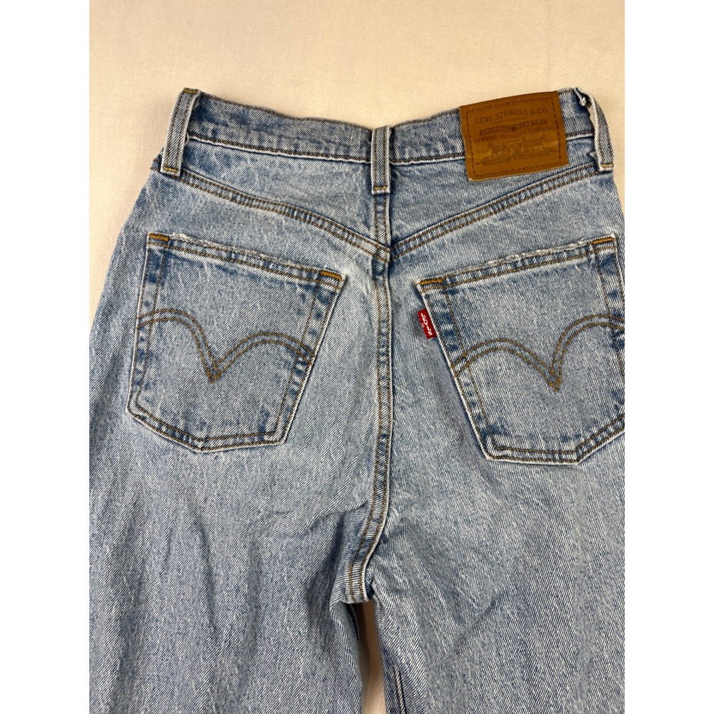 Levis Premium Ribcage Straight Ankle Jeans Light Wash Blue 23 High Rise Denim - Picture 8 of 10